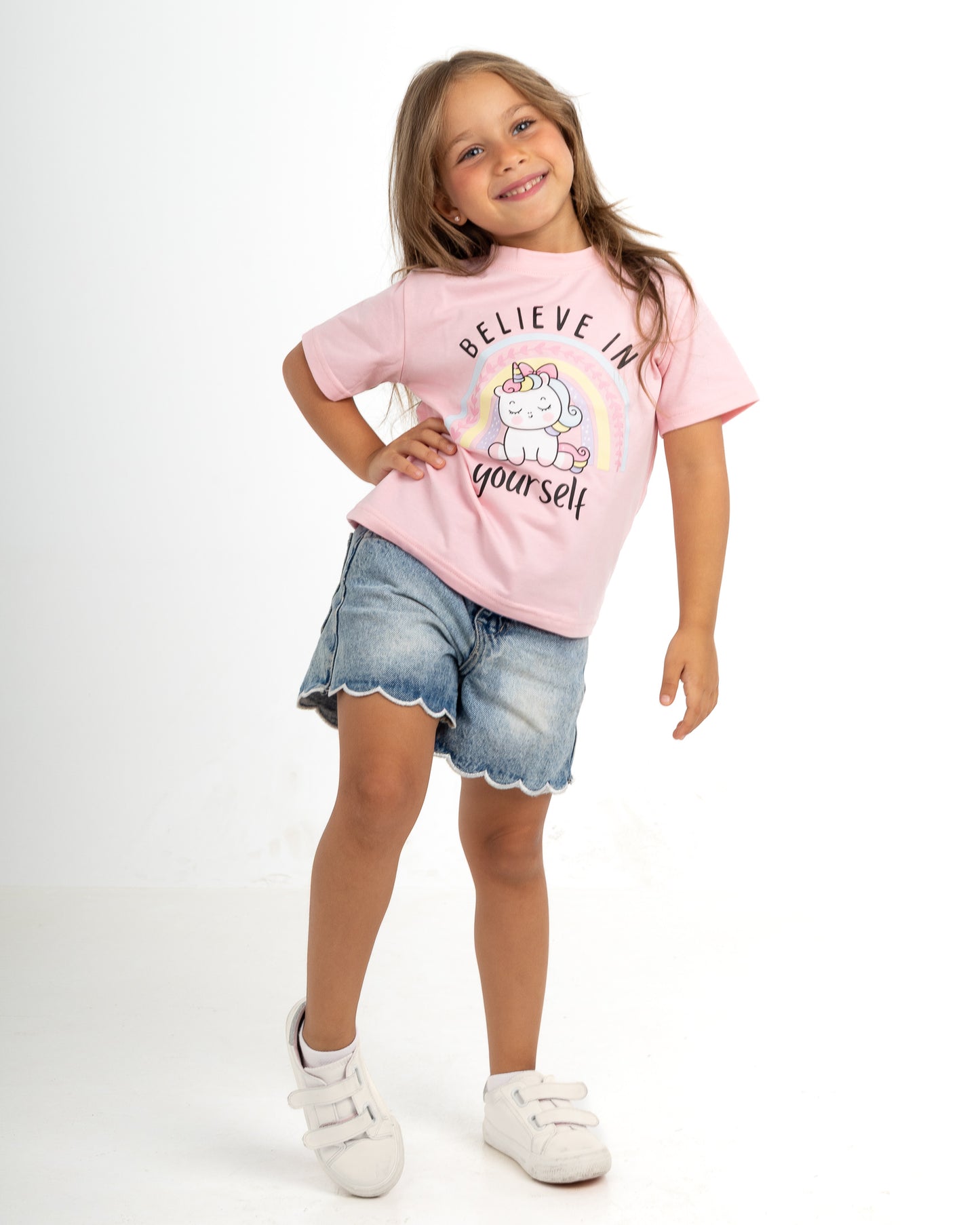 "Believe in Yourself" Unicorn Tee - Pink