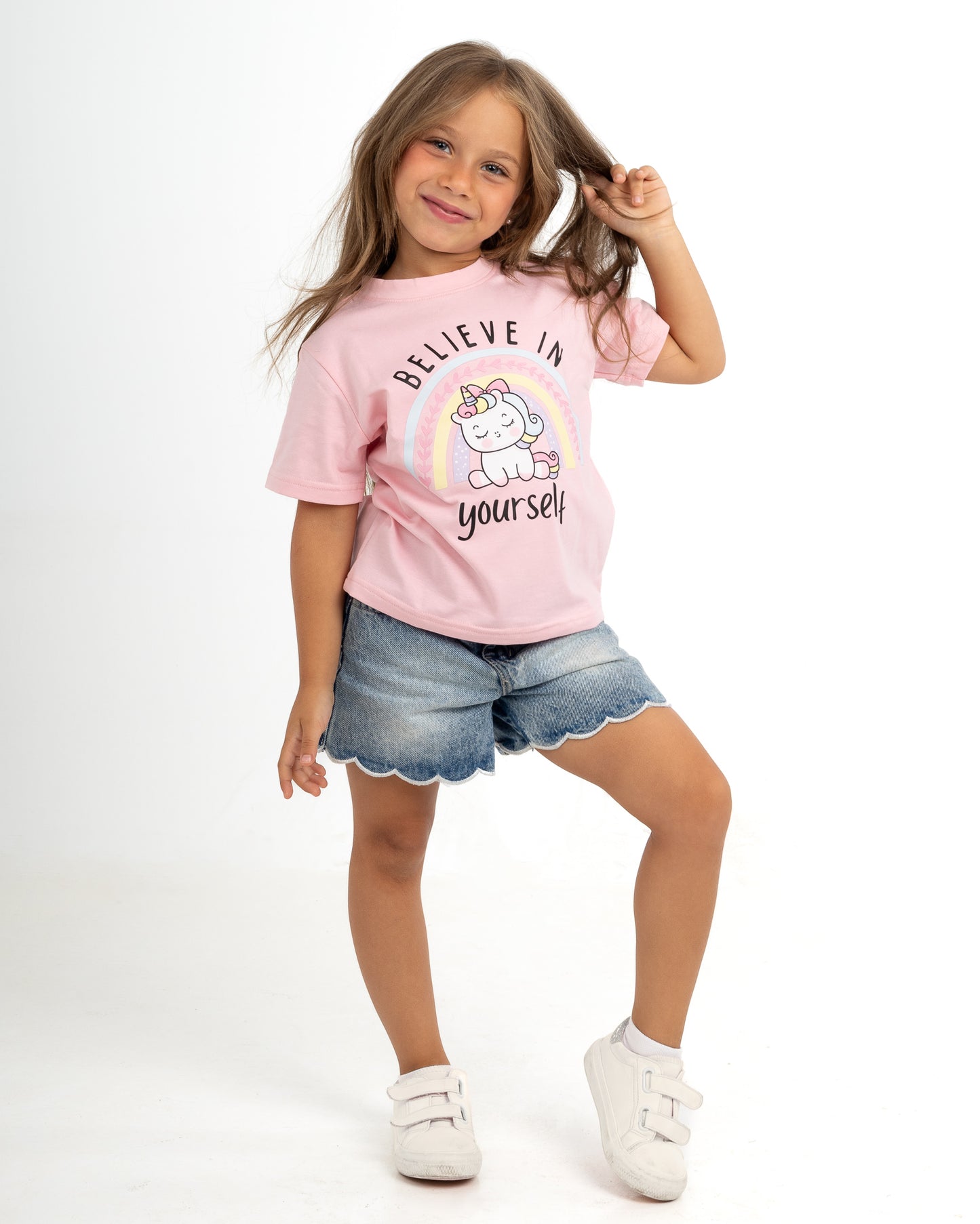 "Believe in Yourself" Unicorn Tee - Pink