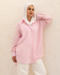 Oversized Stripped Shirt - Blush Pink