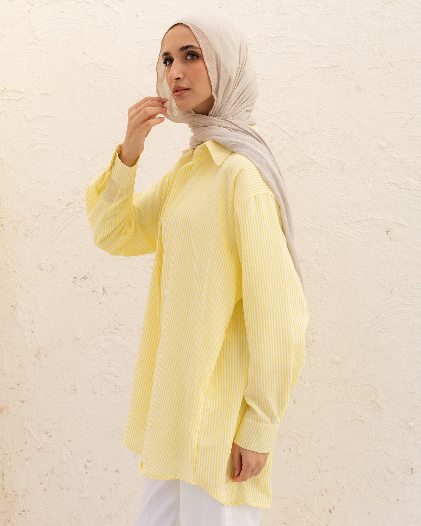 Oversized Stripped Shirt - Pastel Lemon