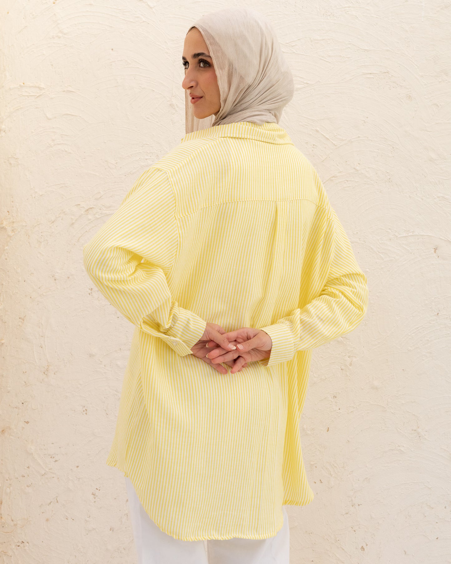 Oversized Stripped Shirt - Pastel Lemon