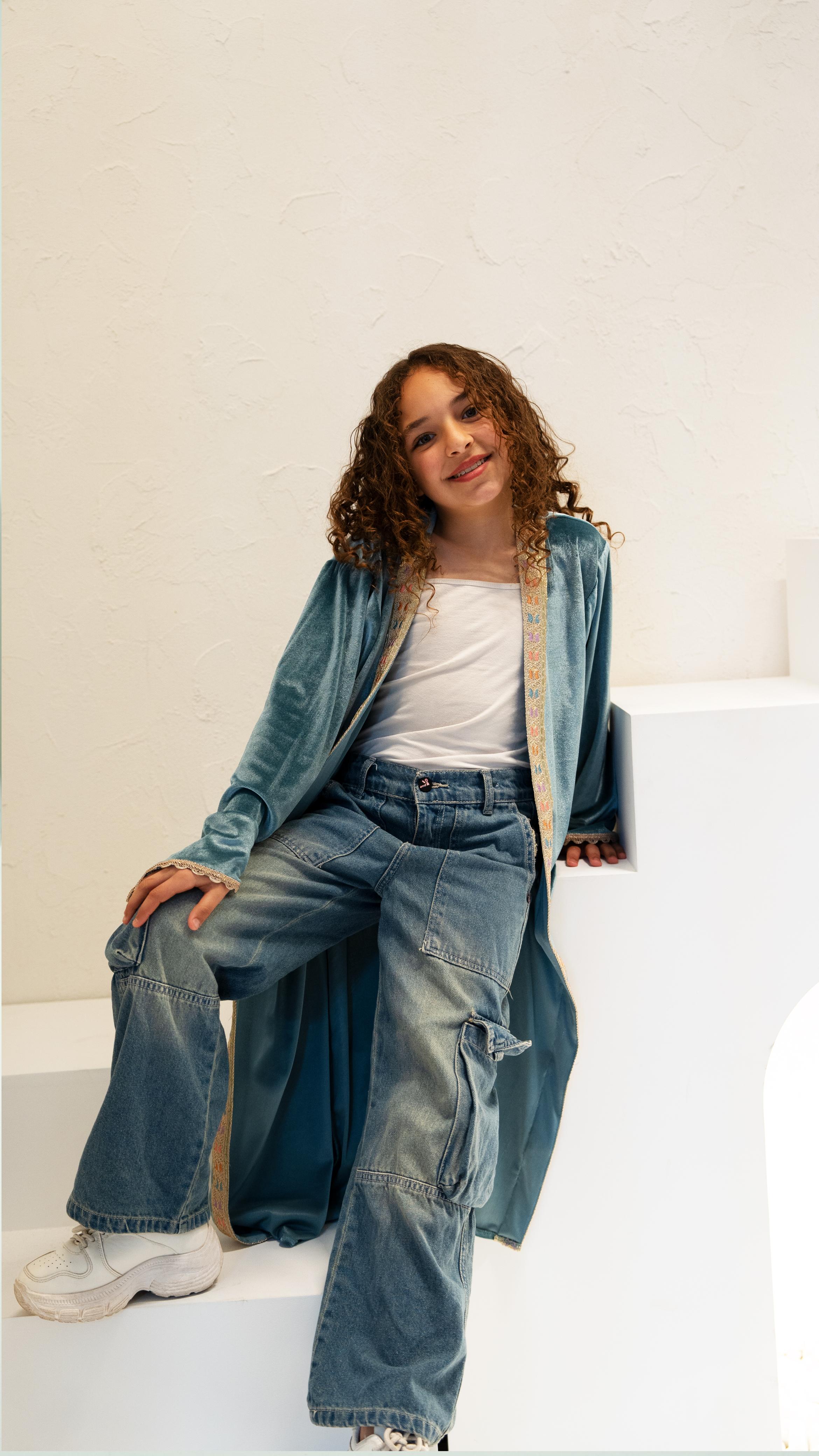 Teal Royale Kaftan - Kids