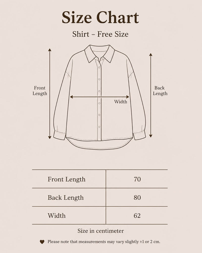 Product size guide chart details