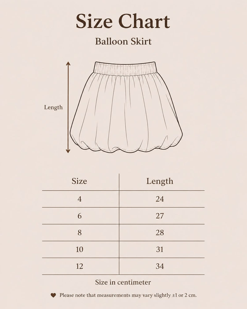 Product size guide chart details